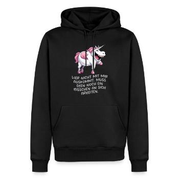 Wer nicht mit mir auskommt, muss eben noch ein... - Männer Premium Bio Hoodie - Schwarz - Vorne - Nico (187cm)