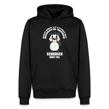 Gerne was mit Menschen machen schubsen wäre toll - Männer Premium Bio Hoodie - Schwarz - Vorne - Nico (187cm)