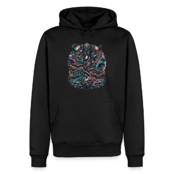 Keltischer Lebensbaum: Symphonie der Wildnis - Männer Premium Bio Hoodie - Schwarz - Vorne - Nico (187cm)