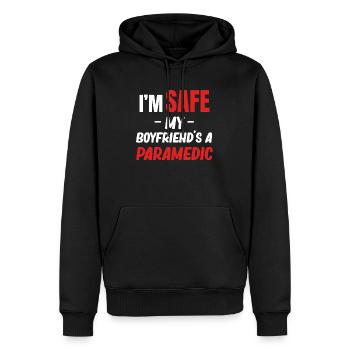 Ich Bin Sicher, Mein Freund Ist - Männer Premium Bio Hoodie - Schwarz - Vorne - Nico (187cm)