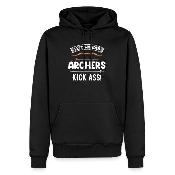 Linkshändiger Bogenschütze Tritt In Den! - Männer Premium Bio Hoodie - Schwarz - Vorne - Nico (187cm)