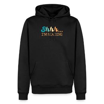 Pssst... Ich Lese Bücherliebhaber Bücherwurm - Männer Premium Bio Hoodie - Schwarz - Vorne - Nico (187cm)