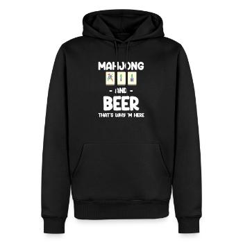 Mahjong Und Bier Darum Bin Ich Hier - Männer Premium Bio Hoodie - Schwarz - Vorne - Nico (187cm)