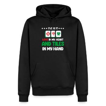 J’ai de l’amour dans mon cœur et des tuiles en moi - Sweat à capuche Premium bio Homme - noir - Devant - Nico (187cm)