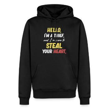 Hello, I'm a thief and I'm here to get your - Men’s Premium Organic Hoodie - black - Front - Nico (187cm)