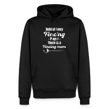 Derrière chaque joueur d’escrime se cache une maman escrimeuse - Sweat à capuche Premium bio Homme - noir - Devant - Nico (187cm)