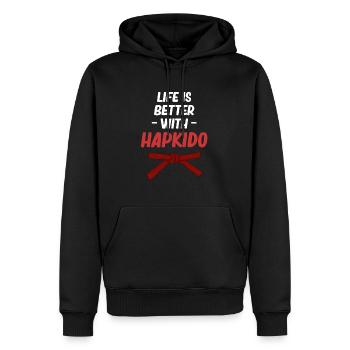 La vie est meilleure avec le jiu-jitsu de boxe hapkido - Sweat à capuche Premium bio Homme - noir - Devant - Nico (187cm)