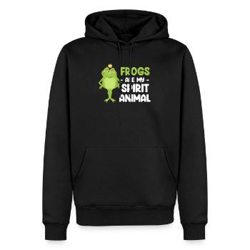 Les grenouilles sont mon animal de pouvoir Cottagecore Axolotl - Sweat à capuche Premium bio Homme - noir - Devant - Nico (187cm)