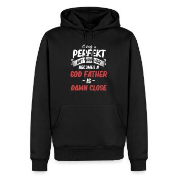 Personne n’est parfait mais drôle parrain filleul - Sweat à capuche Premium bio Homme - noir - Devant - Nico (187cm)