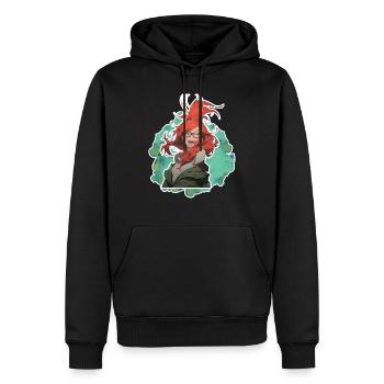 Frau Soline YouplaBoom - Männer Premium Bio Hoodie - Schwarz - Vorne - Nico (187cm)