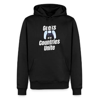 Les geeks de tous les pays s’unissent drôlement - Sweat à capuche Premium bio Homme - noir - Devant - Nico (187cm)