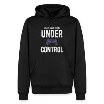J’ai tout sous contrôle C’est drôle - Sweat à capuche Premium bio Homme - noir - Devant - Nico (187cm)