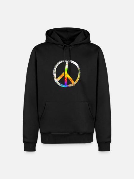 peace sign speckled 03 - Men’s Premium Organic Hoodie - black