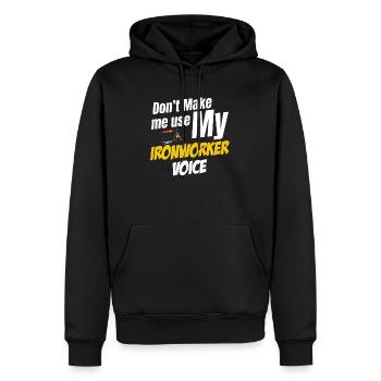 Ne me forcez pas à tuer mon ferronnier - Sweat à capuche Premium bio Homme - noir - Devant - Nico (187cm)