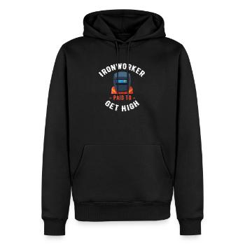 Des ferronniers payés pour embaucher des artisans de haut niveau - Sweat à capuche Premium bio Homme - noir - Devant - Nico (187cm)