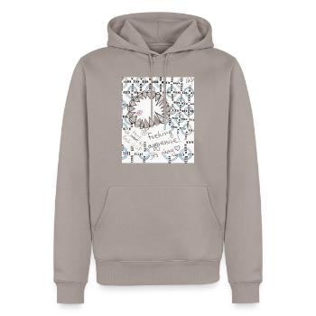 Confusion 37 - Men’s Premium Organic Hoodie - taupe - Front - Nico (187cm)
