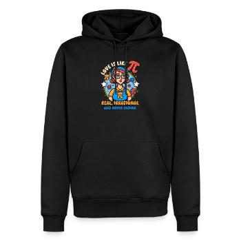 Pi Day Real, Irrational Never Ending - Men’s Premium Organic Hoodie - black - Front - Nico (187cm)