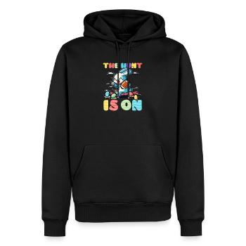 La chasse de Pâques au football est lancée - Sweat à capuche Premium bio Homme - noir - Devant - Nico (187cm)