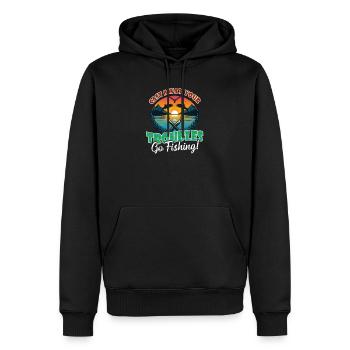 Fisher Fisherman Cast Away Troubles Sunset - Männer Premium Bio Hoodie - Schwarz - Vorne - Nico (187cm)