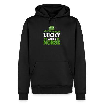 Infirmière de la Saint-Patrick toujours chanceuse avec un - Sweat à capuche Premium bio Homme - noir - Devant - Nico (187cm)