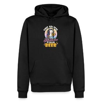Licorne Substance magique appelée bière - Sweat à capuche Premium bio Homme - noir - Devant - Nico (187cm)