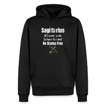 Sagittaire, je veux juste m’amuser et être libre de - Sweat à capuche Premium bio Homme - noir - Devant - Nico (187cm)