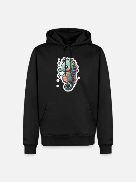 Seepferdchen-Liebhaber - Männer Premium Bio Hoodie - Schwarz