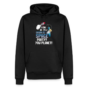 Wie Organisiert Man Eine Weltraumparty? Du - Männer Premium Bio Hoodie - Schwarz - Vorne - Nico (187cm)