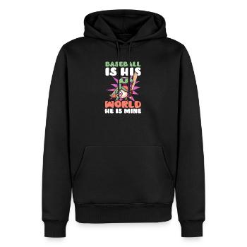 Baseball Mom est son monde, il est le mien - Sweat à capuche Premium bio Homme - noir - Devant - Nico (187cm)