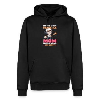 Baseball-Mutter Verrückte Mutter gewarnt - Männer Premium Bio Hoodie - Schwarz - Vorne - Nico (187cm)