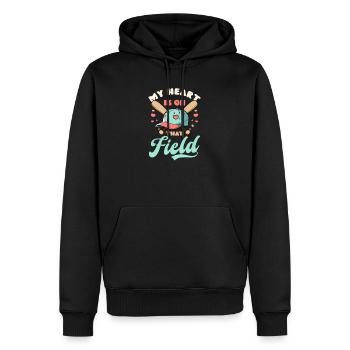 Le cœur de maman de baseball est sur le terrain - Sweat à capuche Premium bio Homme - noir - Devant - Nico (187cm)
