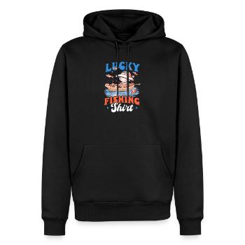 Tenue de pêche porte-bonheur pêcheur - Sweat à capuche Premium bio Homme - noir - Devant - Nico (187cm)