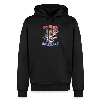 Fischer Süchtig Nach Angelflagge - Männer Premium Bio Hoodie - Schwarz - Vorne - Nico (187cm)