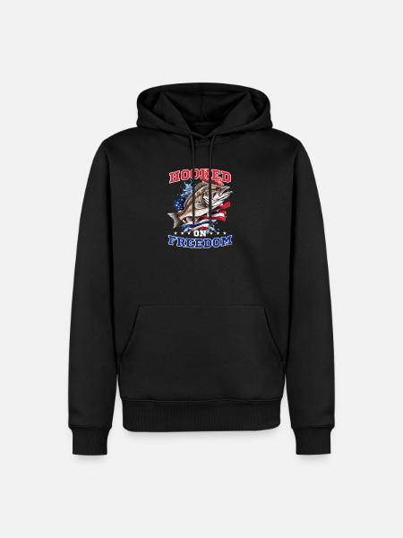 Fisherman Hooked On Fishing Flag - Men’s Premium Organic Hoodie - black