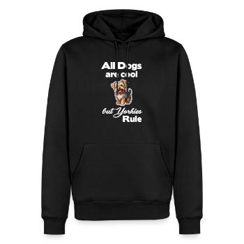 All dogs are cool, but Yorkies rule - Men’s Premium Organic Hoodie - black - Front - Nico (187cm)
