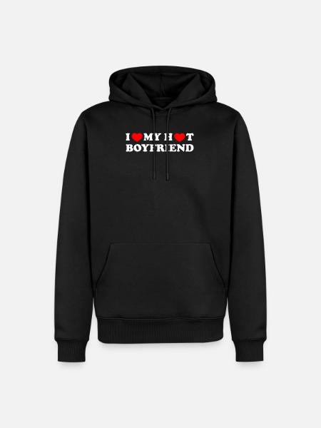 J’aime mon petit ami chaud - Sweat à capuche Premium bio Homme - noir