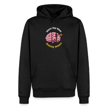 Psychologue : Déverrouiller les esprits, guérir les cœurs - Sweat à capuche Premium bio Homme - noir - Devant - Nico (187cm)