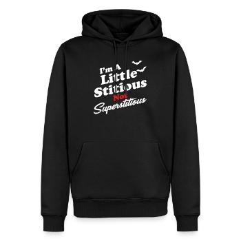 I'm a little stubborn, not superstitious? - Men’s Premium Organic Hoodie - black - Front - Nico (187cm)
