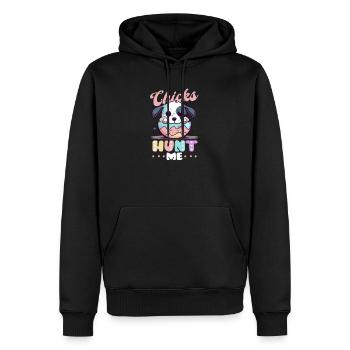 Dog Easter Chicks Hunt Me - Men’s Premium Organic Hoodie - black - Front - Nico (187cm)