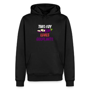 Aub This Guy Loves Eggplant Eggplant - Men’s Premium Organic Hoodie - black - Front - Nico (187cm)