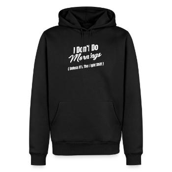 Je ne fais pas de matins (sauf si c’est - Sweat à capuche Premium bio Homme - noir - Devant - Nico (187cm)