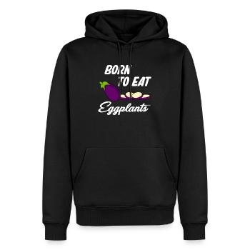 Aub né pour manger de l’aubergine - Sweat à capuche Premium bio Homme - noir - Devant - Nico (187cm)