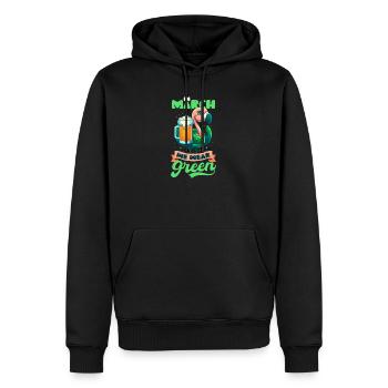 Flamant rose irlandais St Patricks en mars, nous portons du vert - Sweat à capuche Premium bio Homme - noir - Devant - Nico (187cm)