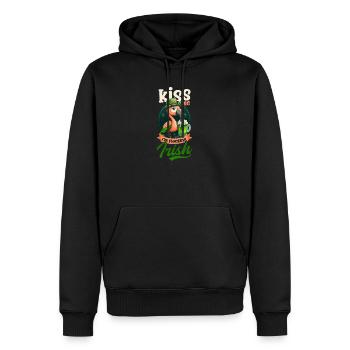 Flamant rose irlandais St Patricks baiser je suis floquage irlandais - Sweat à capuche Premium bio Homme - noir - Devant - Nico (187cm)