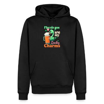 Flamant rose irlandais St Patricks flamants roses porte-bonheur - Sweat à capuche Premium bio Homme - noir - Devant - Nico (187cm)