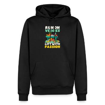 L’athlète végétalien court sur les légumes avec passion - Sweat à capuche Premium bio Homme - noir - Devant - Nico (187cm)