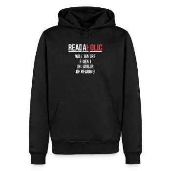Readaholic obtient son ami en faveur du - Sweat à capuche Premium bio Homme - noir - Devant - Nico (187cm)