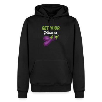 Aub Holen Sie Sich Ihre Vitamine Aubergine Aubergi - Männer Premium Bio Hoodie - Schwarz - Vorne - Nico (187cm)