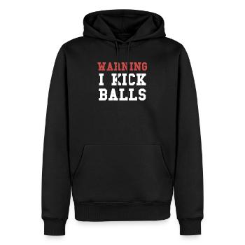 Warnung Ich Kicke Bälle Lustig Fußball Fußball - Männer Premium Bio Hoodie - Schwarz - Vorne - Nico (187cm)