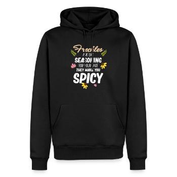 Freckles are like spices for your face - Men’s Premium Organic Hoodie - black - Front - Nico (187cm)
